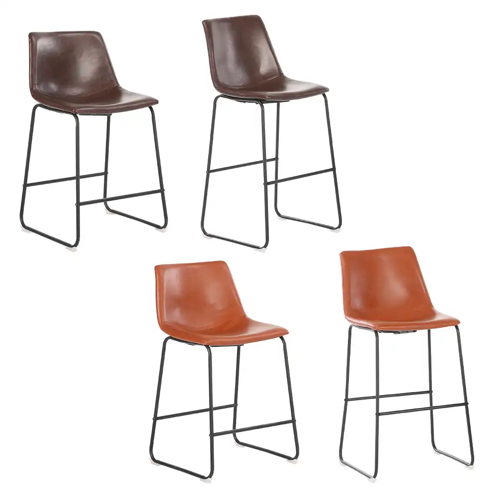 leather and metal bar stools